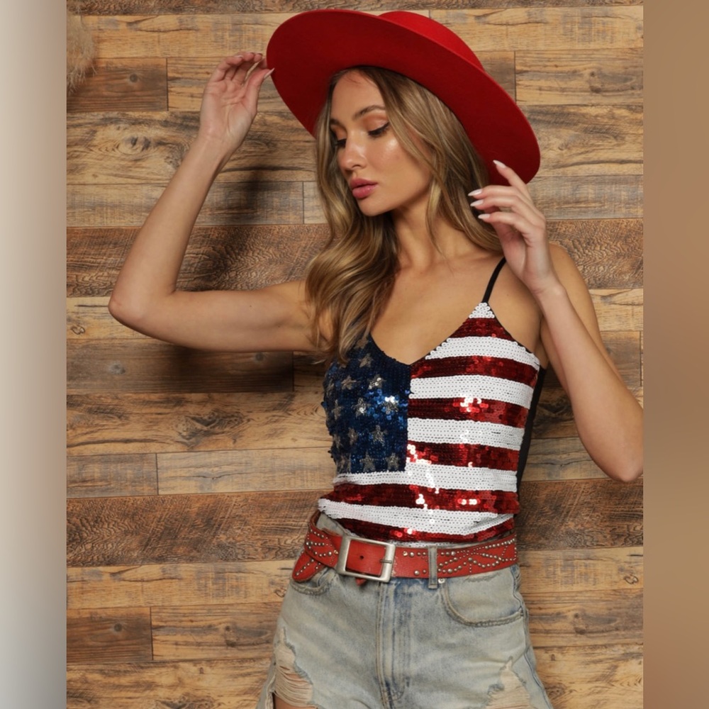 New-American Flag Sequence Top From Posh-Sass
